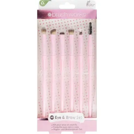 Reducere de preț Set Pensi Makeup, Brushworks, Eye & Brow, roz, dimensiune unică