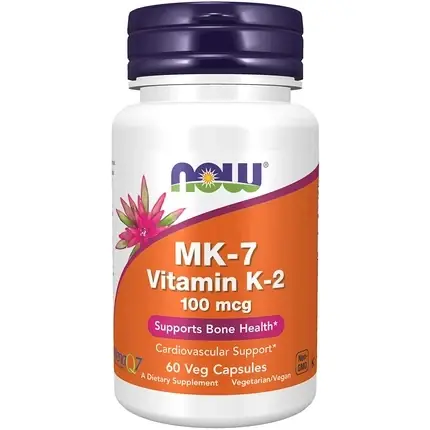 Vitamina K-2, Now, MK-7, 100mcg, 60 capsule vegane Lichidare de stoc