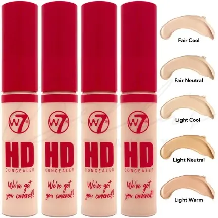 Concealer W7 HD Cremă, Nuanta Light Neutral, Vegan Ofertă
