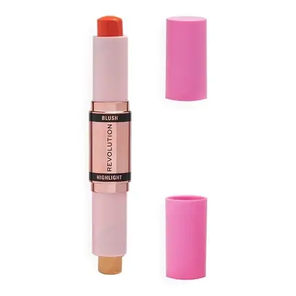 Cel mai vândut Stick Blush, Makeup Revolution, Coral Dew, 4.3g, dublu capat