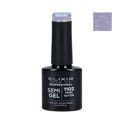 Lac de unghii, Elixir, Semi Gel 1102, mov glitter Reducere extra