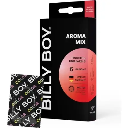 Chilipir Prezervative Billy Boy Aroma Mix, 56mm, set 6 buc, negru