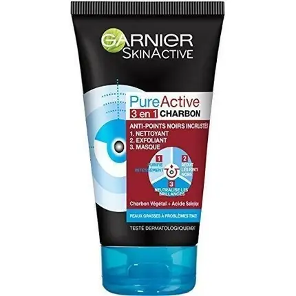 Bestseller Gel de curățare, Garnier, Pure Active, 3 în 1, carbon, 150 ml