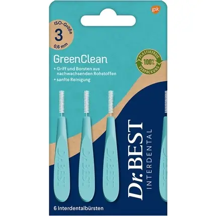Mai ieftin Periuțe Interdentare, Dr.BEST, GreenClean, turcoaz 0.6mm