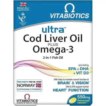Promoție Capsule vitamine, Vitabiotics, Ultra Cod Liver Oil, 60 buc, ulei peste
