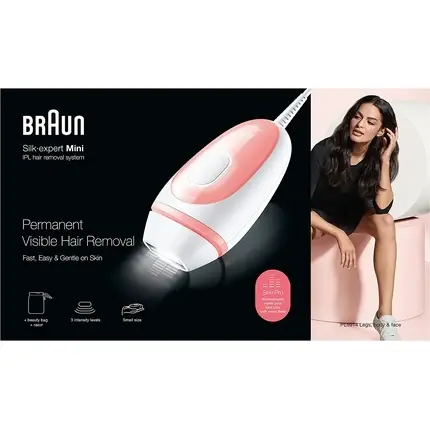 Aparat Epilare IPL, Braun Silk-expert Mini, alb/roz Ofertă limitată