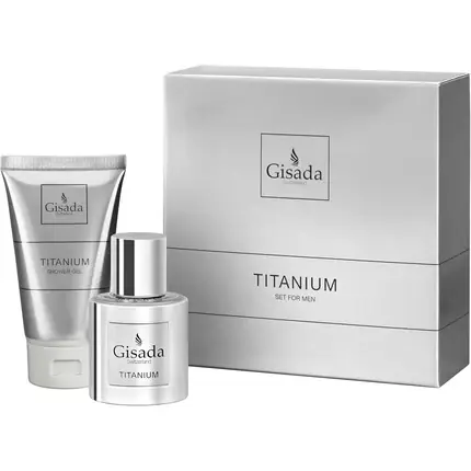 Set parfum bărbați, Gisada Titanium, parfum 50ml și gel de duș 100ml, argintiu Ultima șansă