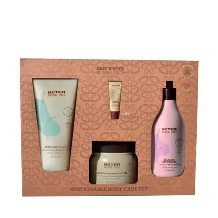 Cel mai vândut Set îngrijire corporală Beter Natural Fiber, 3 piese, roz