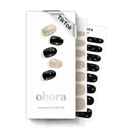 Benzi Gel Semipermanent Ohora, Dazzling Night, negru-auriu Popular