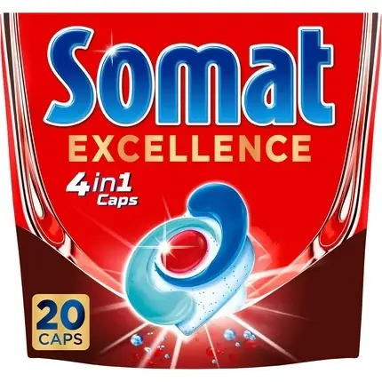 Capsule detergent vase, Somat, Excellence 4in1, 20 buc, albastru Preț mic