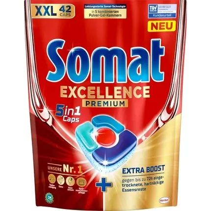 Detergent Capsule, Somat, Excellence, 42 buc, albastru Ieftin