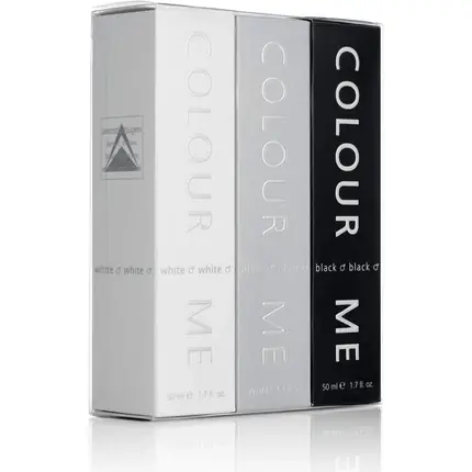 Set Parfum, Colour Me, White/Silver/Black, 3x50ml Ofertă limitată