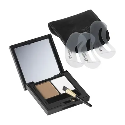 Bestseller Set machiaj sprâncene Christian Faye, Duo Highlighter Medium, cu oglindă și pensulă, culoare bej