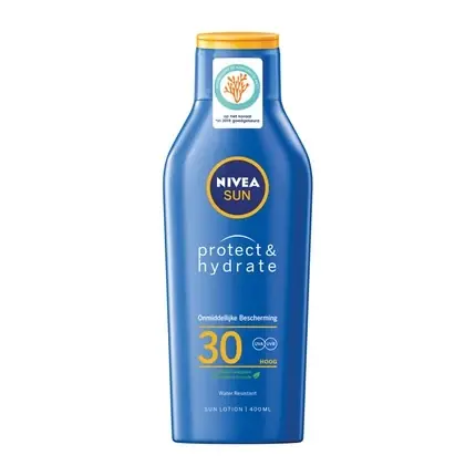 Lapte de soare, Nivea Sun Protect & Hydrate SPF30, Albastru, 400ml Reducere extra