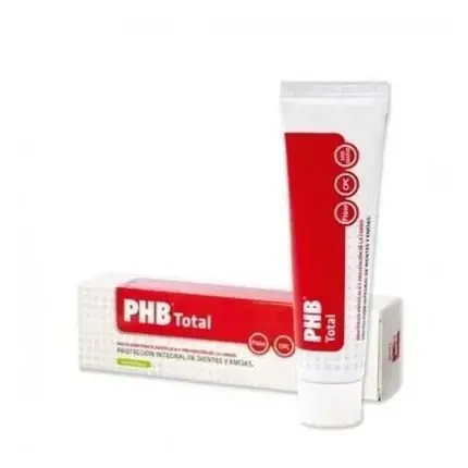 Pasta de dinți PHB Total Paste, ambalaj carton și tub plastic, culoare roșie și alb Doar azi