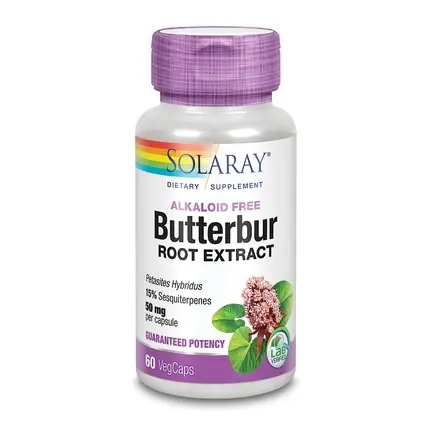 Supliment alimentar Solaray, extract din rădăcină de Butterbur 50mg, 60 capsule vegetale Livrare rapidă