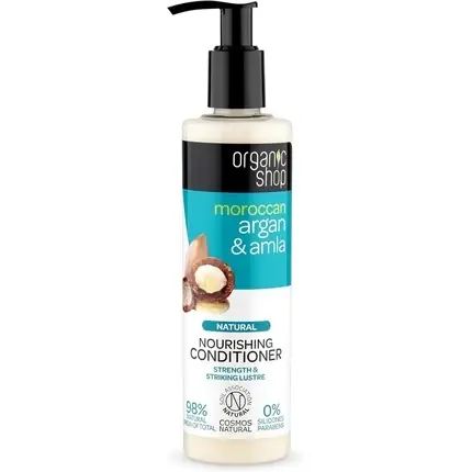Ieftin Condiționator, Organic Shop, Moroccan Argan & Amla, 280ml, alb cu pumpă neagră