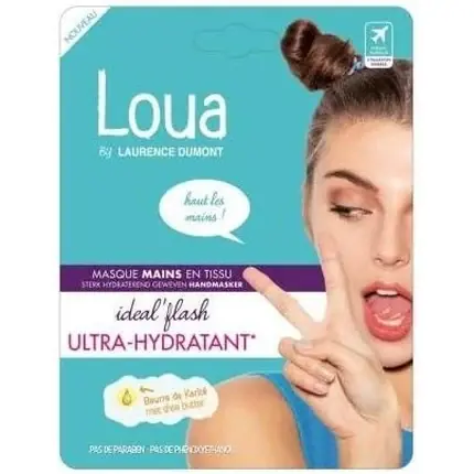 Mască de mână din țesut Loua by Laurence Dumont, Ideal Flash Ultra-Hidratant, conține unt de shea Ieftin