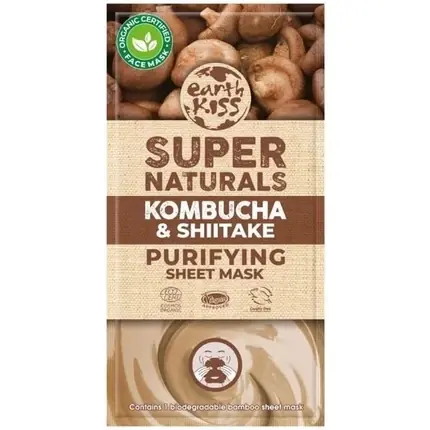 Vezi acum Masca facială tip folie, Earth Kiss, Super Naturals Kombucha Shiitake, 25 ml, ambalaj maro