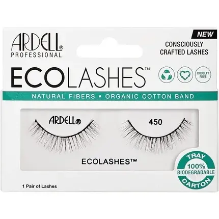Ardell ECO Lashes, gene false model 450, fibre naturale, bandă din bumbac organic Nu rata