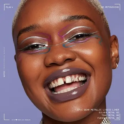Rimel de ochi lichid, NYX Professional Makeup, Epic Wear Metallic Liquid Eyeliner, culoare Fuchsia Metal Plată sigură