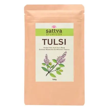 Masca pentru păr și față Sattva Ayurveda Tulsi Herbal, ambalaj plic, culoare bej Reduceri