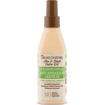 Ofertă limitată Ser păr, Creme Of Nature, Aloe & Black Castor Oil Anti-Breakage Leave-In, 236g, cutie maro
