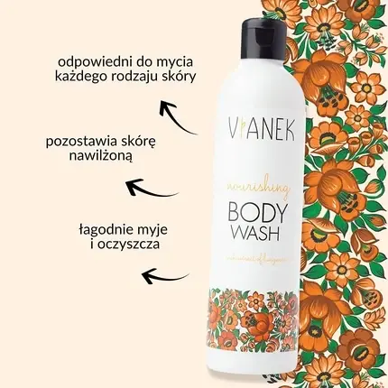 Gel de duș Vianek, 300ml, hidratant cu design floral Retur ușor