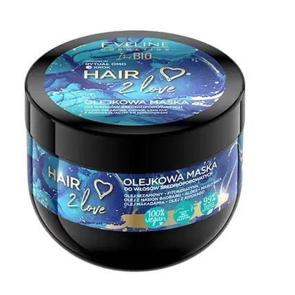 Cumpărături sigure Mască de păr Eveline Hair 2 Love, uleioasă, pentru păr deteriorat și subțire, 300ml