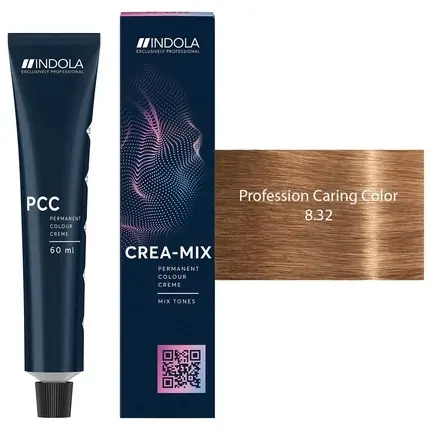 Culoare păr permanentă Indola Profession Caring Color 8.32, 60ml, nuanță blond mediu aurie Chilipir