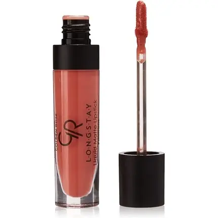 Ruj lichid mat Golden Rose Longstay 5.5ml, culoare roz portocaliu, capac negru Bestseller