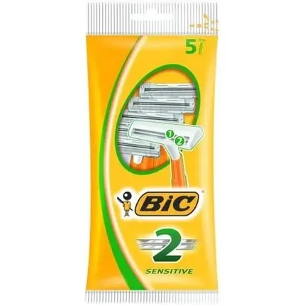 Cel mai vândut Rase de bărbierit BIC Twin Blade Sensitive, cutie 5 bucăți, portocaliu