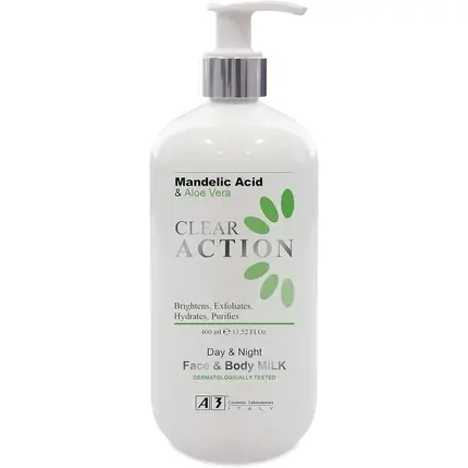 Lapte demachiant A3 Clear Action cu acid mandelic și aloe vera 400 ml Premium