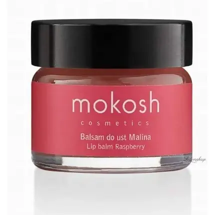 Balsam de buze MOKOSH cu zmeură, 15ml, cutie din sticlă cu capac negru Retur gratuit