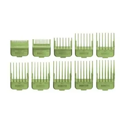 Set 10 piepteni pentru cliper Monster, verde, plastic, accesorii complete Retur gratuit