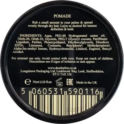 Pomadă de păr Dear Barber, Travel Size Tin, capacitate 20ml, finisaj lucios Preț mic