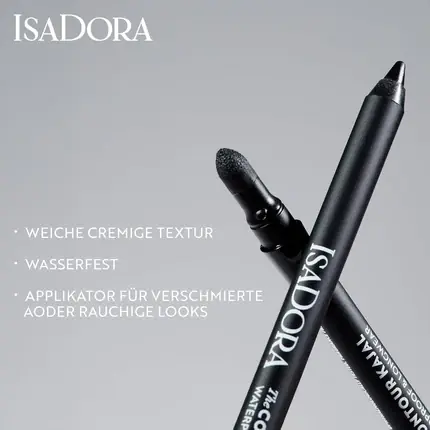 IsaDora Perfect Contour Kajal Black Eyeliner Pencil pentru Smokey Eyes - Pigmentat și Hypoalergenic Cel mai vândut