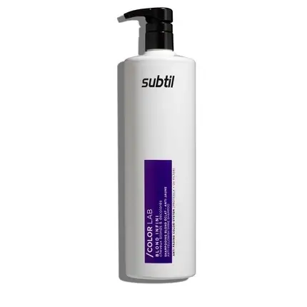 Retur ușor Subtil Color Lab Care Blond Shampoo, Sticlă 1000 ml, pompă neagră, etichetă violet