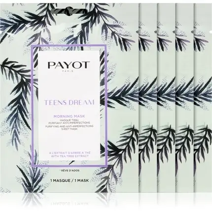 Ofertă specială Masca facială țesută, Payot, Teens Dream Morning Mask, pentru piele mixtă și grasă, 5 buc