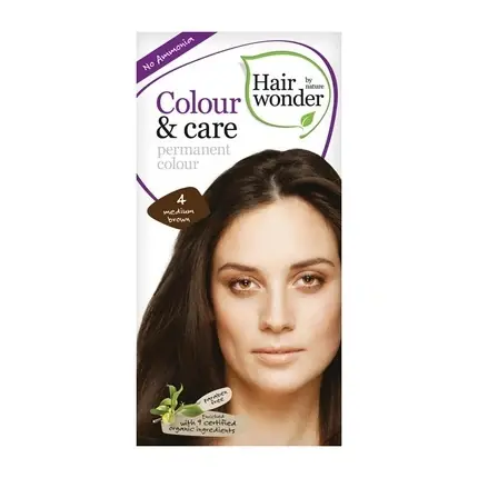 Premium Vopsea de Păr Permanentă Hairwonder Colour & Care 4 Brun Mediu, Fără Amoniac