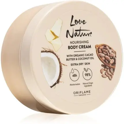 Livrare rapidă Cremă pentru corp, Oriflame Love Nature Cacao Butter & Coconut Oil, 200 ml