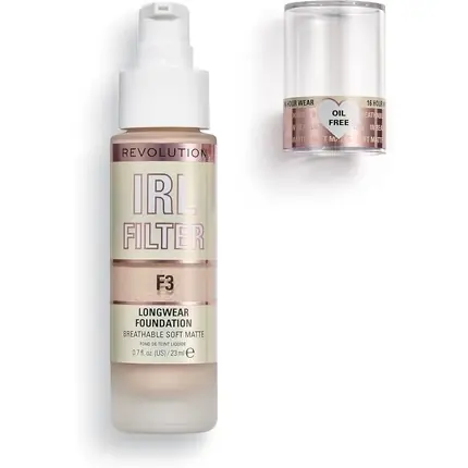 Noutate Fond de ten Makeup Revolution IRL Filter Longwear F3, Finish Mat, Capacitate 23ml