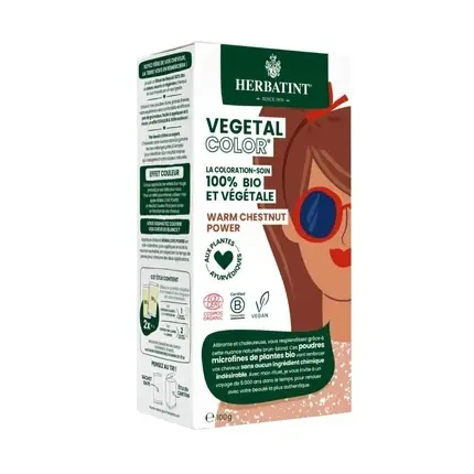 Végétal Color Bio Warm Chestnut Power, 100g, culoare căpătuită caldă Lichidare de stoc