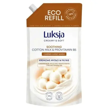Comandă acum Luksja Creamy Soft, Săpun de Mâini Lichid, Refil Eco, 900ml