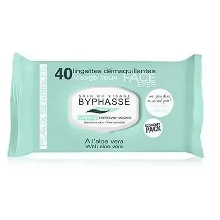 Byphasse Makeup Remover Wipes Aloe Vera, Piele Sensibilă, 40 buc Bestseller