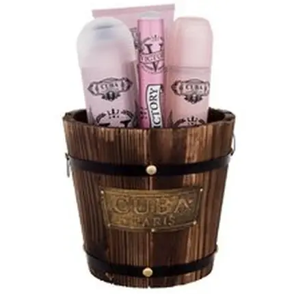Doar azi Set Cadou Cuba Victory, Parfum 100ml + Spray Corporal 200ml + Loțiune Corp 200ml, ambalaj în coș de lemn