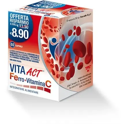 Integrator alimentar, F&F Vita Act Ferro + Vitamina C, 60 capsule Ieftin