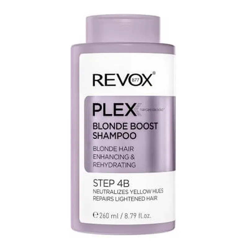 Cel mai vândut Sampon nuantaor pentru par blond B77 Plex, 260 ml, Revox