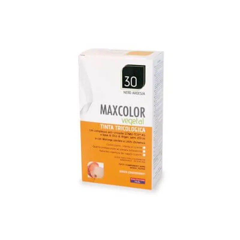 Vopsea de par Vegetal, nuanta 30 Negru inchis, 140 ml, MaxColor Reducere extra