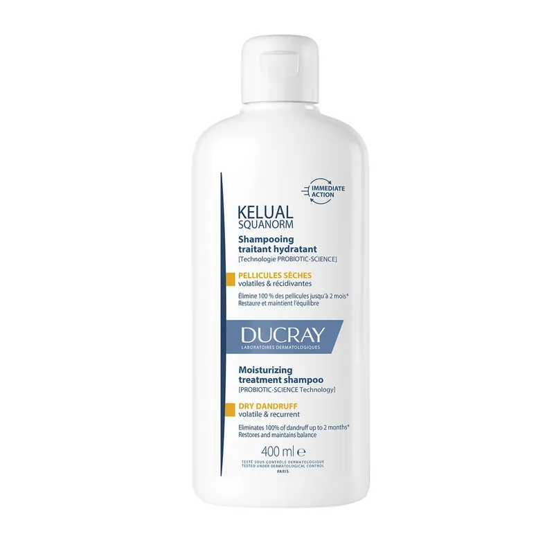 Ducray Șampon de tratament reglator - Mătreață uscată KELUAL SQUANORM 400ml Disponibil imediat